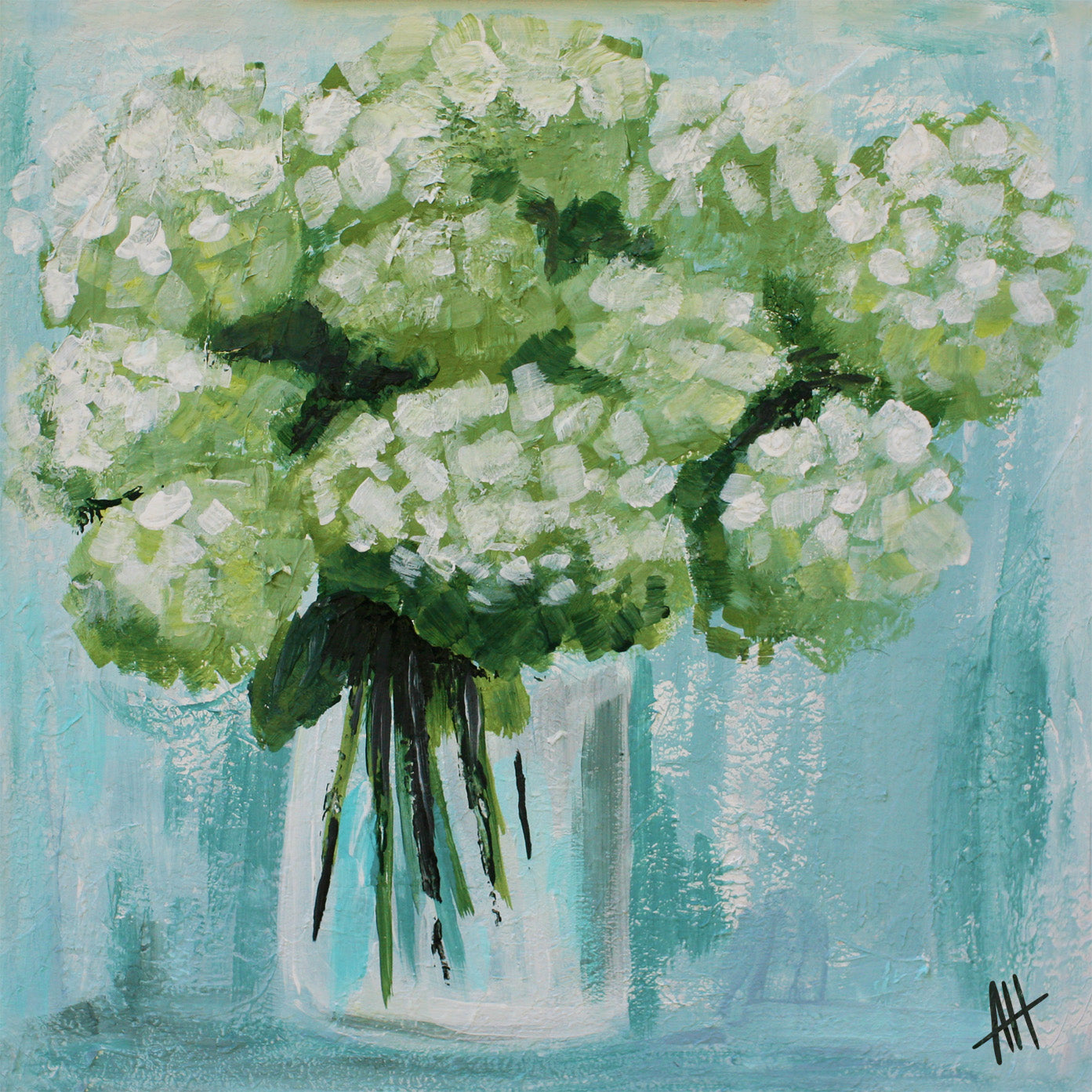 4x4 Green Hydrangea - Acrylic Frame